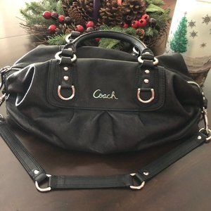COACH ASHLEY BLACK LEATHER CARRYALL SHOULDER BAG